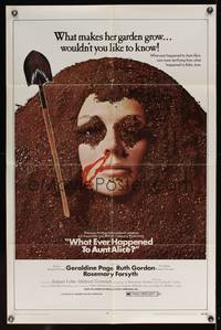 8b726 WHAT EVER HAPPENED TO AUNT ALICE? 1sh '69 creepy close up of woman buried up to her face!