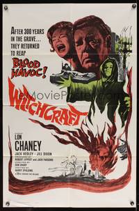 8b734 WITCHCRAFT  1sh '64 Lon Chaney Jr, they returned to reap BLOOD HAVOC!