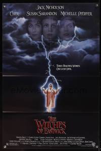 8b736 WITCHES OF EASTWICK 1sh '87 Jack Nicholson, Cher, Susan Sarandon, Michelle Pfeiffer