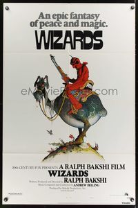 8b738 WIZARDS 1sh '77 Ralph Bakshi directed animation, cool fantasy art by William Stout!