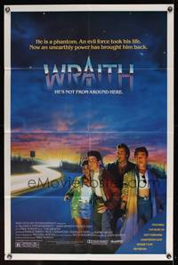 8b741 WRAITH 1sh '86 young Charlie Sheen hunts a phantom who has unearthly powers!