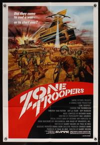 8b750 ZONE TROOPERS 1sh '85 completely different C.W. Taylor art of soldiers attacked by aliens!