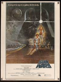8c132 STAR WARS 30x40 '77 George Lucas classic sci-fi epic, great art by Tom Jung!
