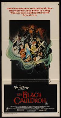 8c268 BLACK CAULDRON Aust daybill '85 first Walt Disney CG, cool fantasy art by P. Wensel!