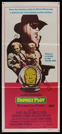8c289 FAMILY PLOT Aust daybill '76 from the mind of devious Alfred Hitchcock, Karen Black, Dern!