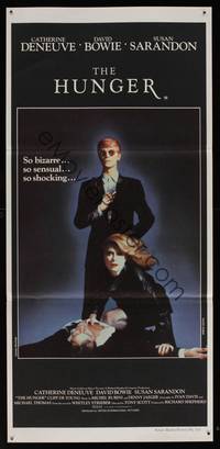 8c301 HUNGER Aust daybill '83 cool image of vampire Catherine Deneuve, rocker David Bowie!