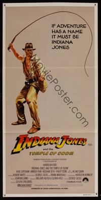 8c302 INDIANA JONES & THE TEMPLE OF DOOM whip style Aust daybill '84 art of Harrison Ford by Mike Vaughan!