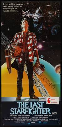 8c305 LAST STARFIGHTER Aust daybill '84 Lance Guest, great sci-fi art by C.D. de Mar!