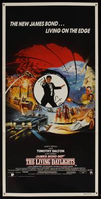 8c307 LIVING DAYLIGHTS Aust daybill '87 Timothy Dalton as James Bond & sexy Maryam d'Abo with gun!