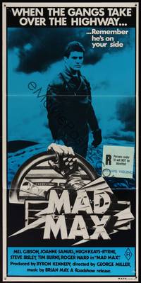 8c308 MAD MAX Aust daybill R81 cool image of wasteland cop Mel Gibson, George Miller, Australian!