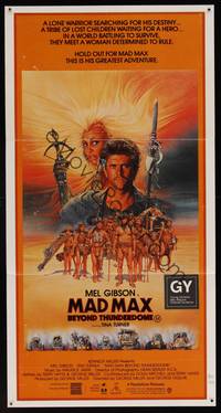 8c309 MAD MAX BEYOND THUNDERDOME Aust daybill '85 art of Mel Gibson & Tina Turner by Richard Amsel