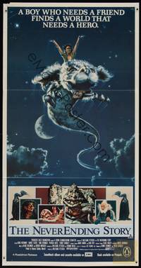 8c315 NEVERENDING STORY Aust daybill '84 Wolfgang Petersen, great fantasy art by Ezra Tucker!