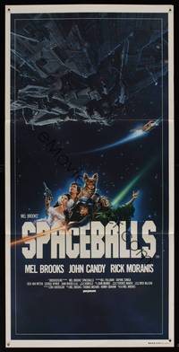 8c332 SPACEBALLS Aust daybill '87 best Mel Brooks sci-fi Star Wars spoof, John Candy, Pullman!