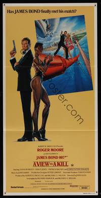 8c344 VIEW TO A KILL Aust daybill '85 art of Roger Moore as James Bond 007 by Daniel Gouzee!