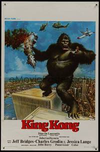 8c243 KING KONG Belgian '76 John Berkey art of BIG Ape on the Twin Towers!