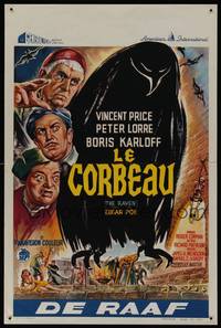 8c252 RAVEN Belgian '63 different art of Boris Karloff, Vincent Price & Peter Lorre!