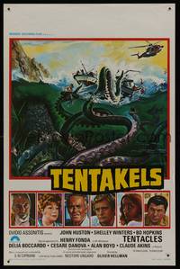 8c255 TENTACLES Belgian '77 completely different art of monster attacking ship by Jean Mascii!