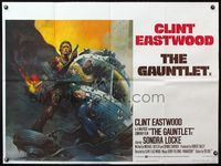 8c194 GAUNTLET British quad '77 great art of Clint Eastwood & Sondra Locke by Frank Frazetta!