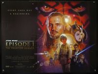 8c201 PHANTOM MENACE DS British quad '99 George Lucas, Star Wars Episode I, art by Drew Struzan!