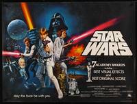 8c203 STAR WARS British quad '77 George Lucas classic sci-fi epic, great art by Tom Chantrell!
