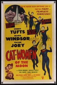 8c009 CAT-WOMEN OF THE MOON linen 1sh '53 campy cult classic, they're fiery, fearless & ferocious!