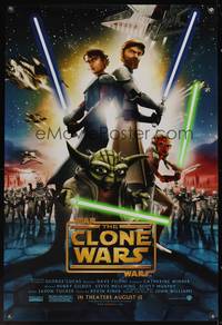 8c501 CLONE WARS DS advance 1sh '08 cool cartoon art of Anakin Skywalker, Yoda, & Obi-Wan Kenobi!