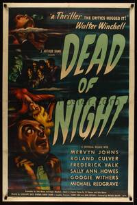 8c017 DEAD OF NIGHT linen 1sh '46 Alberto Cavalcanti English classic, cool montage artwork!