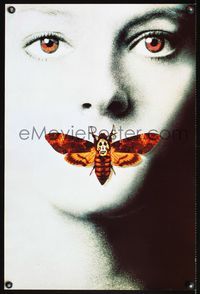8c147 SILENCE OF THE LAMBS teaser English double crown '90 Jodie Foster with moth over mouth!