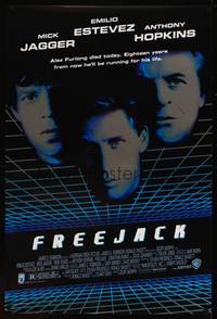 8c516 FREEJACK 1sh '91 Emilio Estevez, Mick Jagger, Anthony Hopkins, cool image!