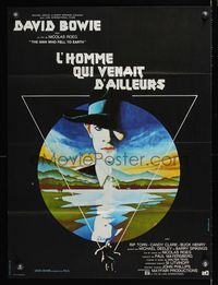8c182 MAN WHO FELL TO EARTH French 23x30 '76 Nicolas Roeg, different art of David Bowie by Fair!