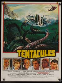 8c188 TENTACLES French 23x32 '77 completely different art of monster attacking ship by Jean Mascii!