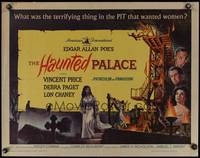 8c095 HAUNTED PALACE 1/2sh '63 Vincent Price, Lon Chaney, Edgar Allan Poe, cool horror art!