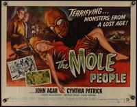 8c104 MOLE PEOPLE style B 1/2sh '56 great different artwork of monster holding sexy girl!