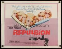 8c107 REPULSION 1/2sh '65 Roman Polanski, Catherine Deneuve, cool straight razor image!