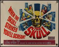 8c109 SKULL 1/2sh '65 Peter Cushing, Christopher Lee, cool horror artwork of creepy skull!