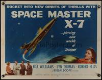 8c110 SPACE MASTER X-7 1/2sh '58 satellite terror strikes the Earth, cool art of rocket ship!