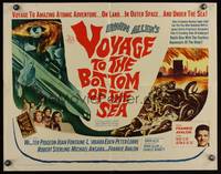 8c114 VOYAGE TO THE BOTTOM OF THE SEA 1/2sh '61 fantasy sci-fi art of scuba divers & monster!