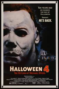 8c472 HALLOWEEN 4 1sh '88 Ten years ago he changed Halloween. Tonight he's back!