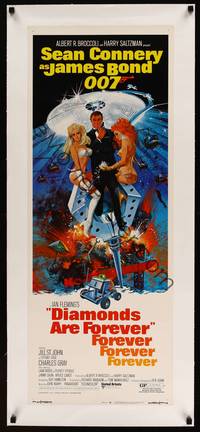 8c028 DIAMONDS ARE FOREVER linen insert '71 art of Sean Connery as James Bond by Robert McGinnis!