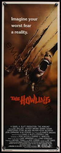 8c064 HOWLING insert '81 Joe Dante, cool image of screaming female attacked by werewolf!