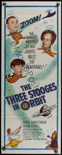 8c080 THREE STOOGES IN ORBIT insert '62 astro-nuts Moe, Larry & Curly-Joe meet the sexy Martians!