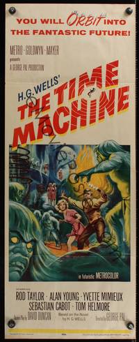 8c081 TIME MACHINE insert '60 H.G. Wells, George Pal, great Reynold Brown sci-fi artwork!