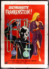 8c052 FRANKENSTEIN MUST BE DESTROYED linen Italian 2p '69 sexy completely different art by Gero!