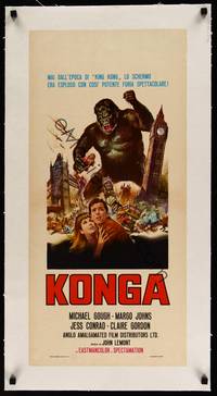 8c050 KONGA linen Italian locandina R70 different artwork of giant angry ape terrorizing London!