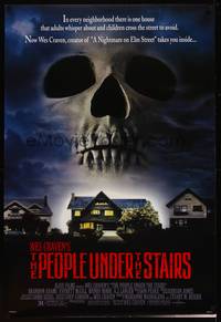 8c547 PEOPLE UNDER THE STAIRS 1sh '91 Wes Craven, cool image of huge skull looming over house!