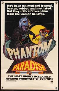 8c480 PHANTOM OF THE PARADISE revised 1sh '74 Brian De Palma, they can't keep him from the woman he loves!