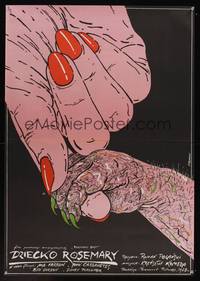 8c171 ROSEMARY'S BABY Polish 26x37 '84 Roman Polanski, different art of hands by Andrzej Pagowski!