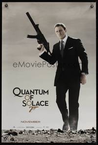 8c550 QUANTUM OF SOLACE DS teaser 1sh '08 Daniel Craig as Bond with H&K submachine gun!