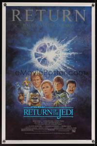8c461 RETURN OF THE JEDI 1sh R85 George Lucas classic, different montage art by Tom Jung!