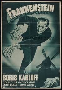 8c143 FRANKENSTEIN Spanish R70s great different artwork of Boris Karloff as the monster!